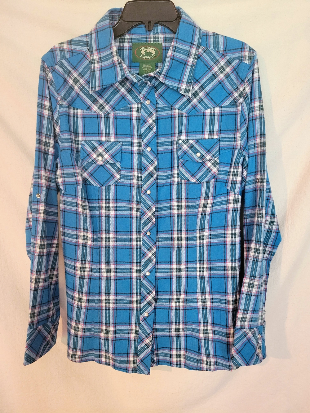 Button Down Blue Plaid Flannel Longsleeve Shirt L Stillwater Supply Co